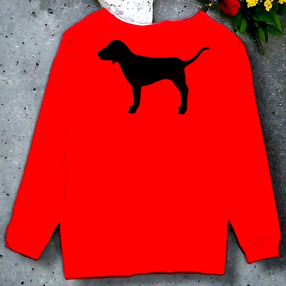 Victoria's Secret PINK (RARE) Red & Black Campus Lace-Up Long Sleeve Tee Large - Picture 2 of 5